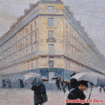 Pařížské Ulice; Deštivý Den Jacquard Tkát Gobelín Zdi Visí Gobelíny Home Art Textilní Dekorace Aubusson Bavlna 120x83cm