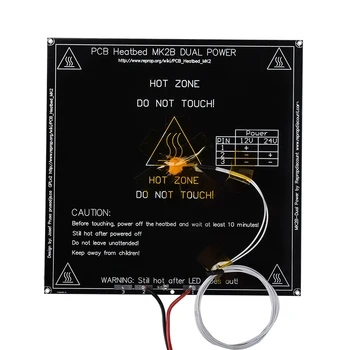 PCB Heatbed MK2B 214*214 mm s led a 100K ohm termistor a kabel Černá/Bílá/Červená Pro 3D Tiskárny