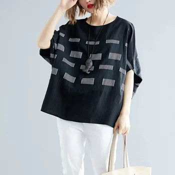 Plus Velikost Kostkované Vogue Tričko graphic tees Ženy Černé Bílé Tričko T Shirt 2020 Létě T-Shirt dámské Ležérní trička Topy Femme 4XL