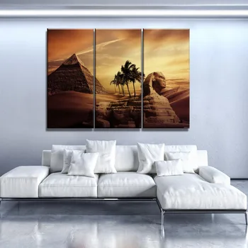 Plátno Zeď Modulární Styl Art Pictures Home Dekorativní HD Otisky 5 Ks Velká Sfinga v Gíze Obraz, Plakát Dekor Rámec