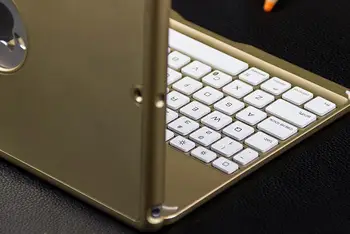 Pro Apple iPad 6 Air 2 Tablet Luxusní Hliníkové Folio Bluetooth Klávesnice Ochranné Pouzdro Stojan Kryt S Barevnými Podsvícená Světlo