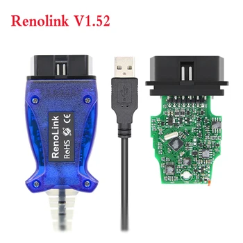 Pro Renault Renolink OBD2 ECU Programátor V1.52 Reno Link USB Diagnostický Kabel Pro Renault dashboard kódování Airbag Reset Tool