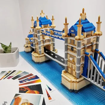 PZX 9919 Světové Architektury Tower Bridge Londýn 3D Model DIY Mini Diamond Bloky, Cihly, Stavební Hračky pro Děti bez Krabice