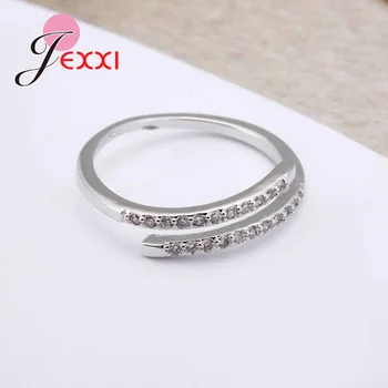 Pěkný Jednoduchý Design, 925 Sterling Silver Šperky Nastavitelný Prsten Bílé Lesklé Drahokamu Crystal Prsten Pro Dámy, Ženy