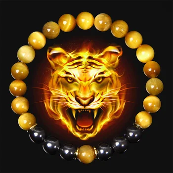 Přírodní Čakra Rainbow Tygří Oko Kámen Náramky Muži Zdraví Rovnováha Energií Náramek Pro Homme Hematit Korálky Náramek Šperky Dárek