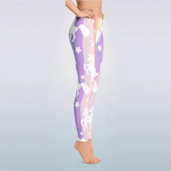 Qickitout Ženy Legíny pro Fitness Push UP Sexy Digitální Tisk Rainbow Pruhy Jednorožec Star Galaxy Feamle Cvičení Legging