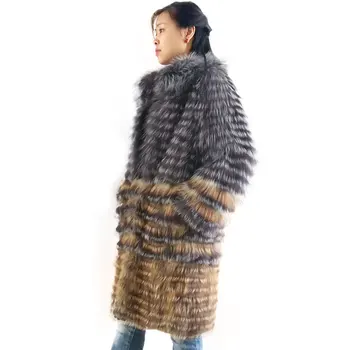 Real silver fox kožešiny kabát,přírodní fox kožešiny kabát ženy kožešiny kabát fox， Vlny pletené vložky,stylový stojan límec 2019 QD.YISHANG