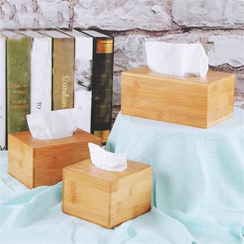 Retro Bamboo Tkáně Box pro Domácí Kancelář Stolní Dřevěné Papírové Ručníky Box Hotel Ubrousek Dřeva Držák Domácnost Kanystr