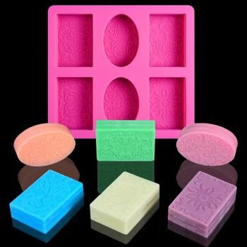 Ruční 6 Děr 3D Silikonové Mýdlo Formy Oválné Geometrický Tvar Mýdla Formy Dodávky Svíčka Formě Pryskyřice Řemeslo Home Decor