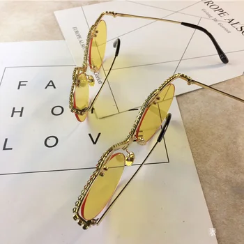 Ruční Drahokamu Sluneční Brýle, Ženy, Luxusní Oválné Sluneční Brýle Dámy Crystal Sluneční Brýle Retro 2019 Holky Odstíny Oculos Feminino