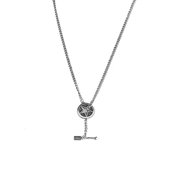 S925 Sterling Silver Náhrdelník pro WomenKorean Hvězdičkový Arrow Náhrdelník Jednoduchý Retro Klíční kost Řetěz Osobnost Šperky Velkoobchod