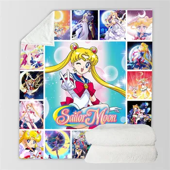 Sailor Moon Fleece Deka 3D full tištěné Nositelné Deku Dospělí/děti Sherpa Fleece Deka Deka Pokles Lodní dopravy