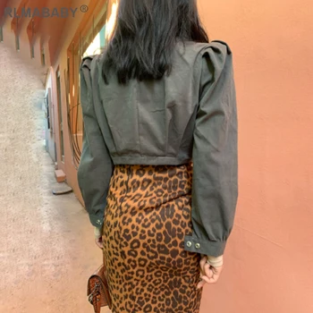 Sexy Rozdělit Přední Leopard Tisk Ženy Sukně Móda Slim Vysokým Pasem Sukně Ležérní Streetwear Balíček Hip Kolena-Délka Ženské Sukně