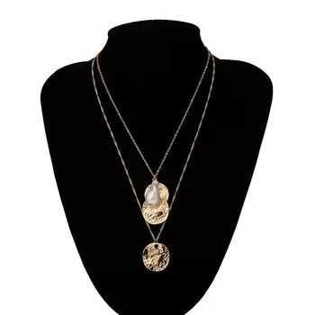 SHIXIN Imitace Perly, Mince, Přívěsky Náhrdelník pro Ženy Módní Dlouhé Multi Layered Řetěz Náhrdelník Vintage Ženy Módní Šperky