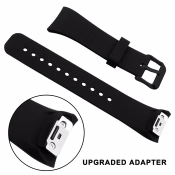 Silikonové Pryže Watchband pro Samsung Gear Fit 2 R360 / Fit2 Pro R365 Sportovní Hodinky Kapela Popruh Černé Nerezová Ocel Spona Pásu