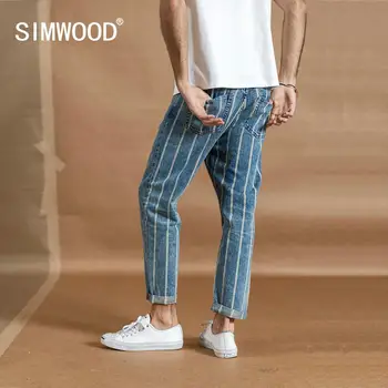 SIMWOOD 2020 jaře Nové Kotník-délka Džíny Muži Módní Hip Hop Zpět Pruhované Módní Streetwear Denim Plus Velikosti Kalhoty 190384
