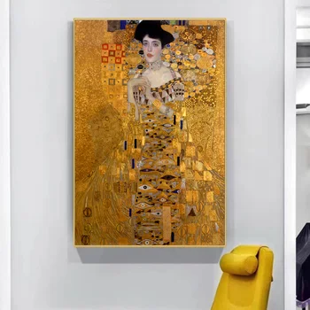 Slavný Obraz Gustava Klimta Dáma Ve Zlatém Reprodukce, Dekorace, Plakáty A Tisky Obývacího Pokoje Home Dekor Wall Art Obraz