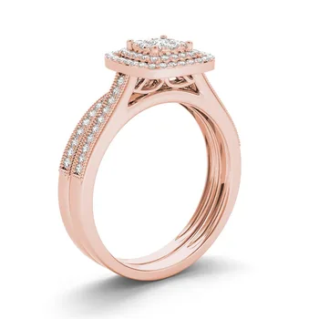 Szjinao Klasické Barvy Růžové Zlato Snubní Prsteny pro Ženy, Muže Pevné 925 Mincovní Stříbro Prsten Sady Moissanite Drahokam Jemné Šperky