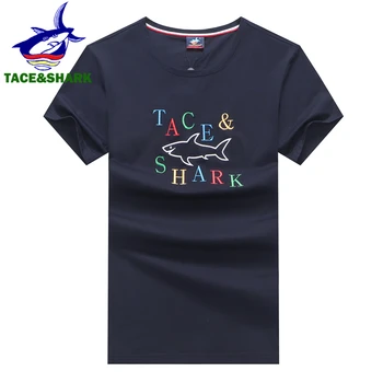 TACE&SHARK Značky Letní Žralok Dopis Vyšívání Krátký Rukáv T-košile 2020 Fashion T Shirt Ležérní Trička Pánská Trička Oděvy