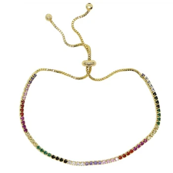 Tenisové CZ jemné manžety Náramek Multicolor duha barevné náramek pro ženy engagment zlato naplněné upravit minimalistické šperky