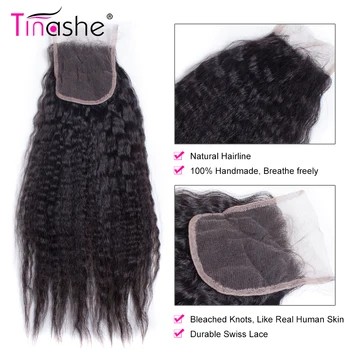 Tinashe Vlasy Brazilský Perverzní Rovnou Krajky Uzavření Remy Lidské Vlasy Zdarma, Střední Část Přírodní Barva 4x4 Palcový Švýcarské Krajky Uzavření