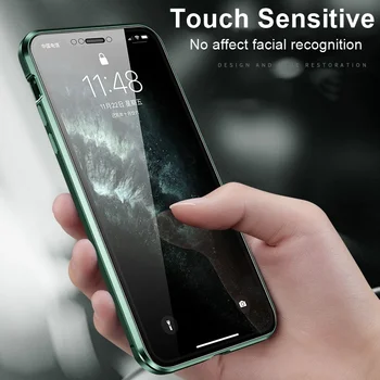 Tongdaytech Luxusní Magnetické Adsorpce Tvrzené Sklo Pouzdro Pro iPhone X XR XS SE 11 Pro Max 8 7 Plus Kov 360 Ochranné Coque