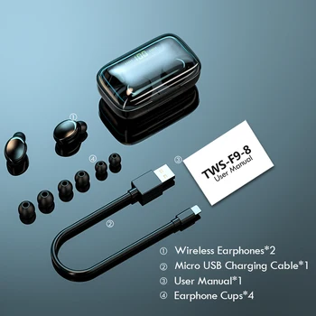 TWS Bluetooth 5.0 Sluchátka 2200mAh Nabíjecí Box Bezdrátová Sluchátka 9D Vodotěsné Stereo Sportovní Sluchátka Sluchátka S Mikrofonem