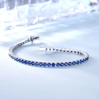 UMCHO Luxusní Vytvořené Nano Modrý Safír Náramek Solid Real 925 Sterling Silver Náramky & Náramky, Romantické Dárky Pro Ženy