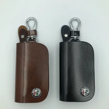 Univerzální Kožené Auto Klíč Kryt Klíč Peněženky Tašky Klíčenka Držák Pro Alfa Romeo 159 Giulia, Giulietta, Mito Keychain Key Tašky