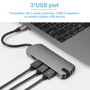 USB C HUBHDMI-kompatibilní RJ45 PD Poplatku SD Card Reader USBC Hub Type-C Splitter pro Macbook Pro Laptop Příslušenství Multi ROZBOČOVAČ Usb