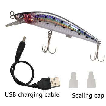 USB Dobíjecí Blikající LED Světlo Záškuby Rybářské Návnady Návnada Elektrický Život-jako Vibrace Rybářské Návnady 1ks