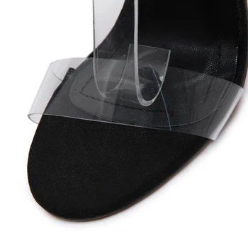 Velikost 35-41 Dámské Sandály Módní Průhledné Podpatky Sexy Křížový Popruh Sandály Jasné Klín Sandály Dámy PVC Černé Sandály