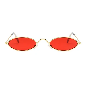 Vintage 90s Malé Oválné sluneční Brýle, Ženy, Muži, Itálie Značka Designer Malé Sluneční Brýle Kovové Jasné Odstíny Červené Elipsy Brýle uv400