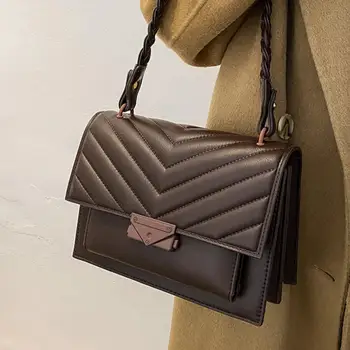 Vintage Náměstí Podpaží taška 2021 Módní Nové Vysoce kvalitní PU Kůže Ženy Značkové Kabelky Vysoké kapacity Rameno Messenger Bag