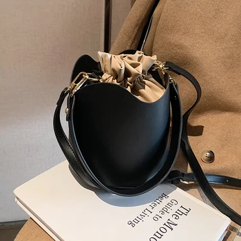 Vintage Tote Bucket bag 2021 Módní Nové Vysoce kvalitní PU Kůže Ženy Značkové Kabelky Přenosné Rameno Messenger Bag Kabelky