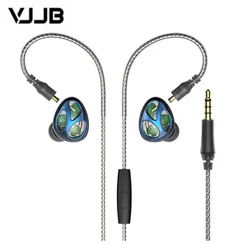 VJJB N30 Tři jednotky kroužek železa sluchátka in-ear Bluetooth kabelové ovládání redukce šumu, hi-fi subwoofer mobilní telefon univerzální