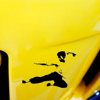 Volkrays Osobnosti Auto Samolepky Bruce Lee Příslušenství Relfective Vodotěsné Vinyl Obtisk Černá/Stříbrná,9 cm*14cm