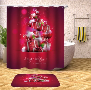 Vánoční Koupelové Závěsy Domova Zimní Sněhová Vločka Sněhulák Santa Claus Koupelna S Sprchový Závěs Vodotěsné Polyester