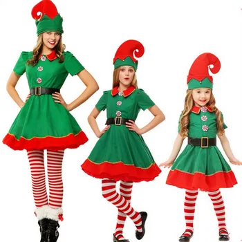Vánoční Oblečení Dívky, Vánoční Elf Kostým Rodinné Vánoční Kostým Rodič, Děti, Ženy, Vánoční Šaty