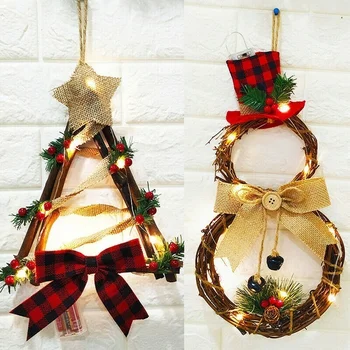 Vánoční Věnec, Věnec Dveře, Okna Zavěšení na Zeď Ornament Dekorace Ratanový nábytek s Mašlí