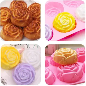 Výrobu mýdla Formy rose tvoří 6-dutiny DIY Ruční pro Koláč, Košíček, Muffin, Kafe Pudink Svíčka silikonové formy