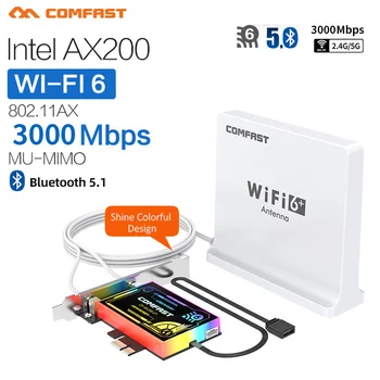 Wifi 6 3000Mbps Intel AX200 5.1 Bluetooth PCIe Adaptér 802.11 ax AX200NGW Síť Wifi Wlan Card Wireless Desktop Adaptér AX200
