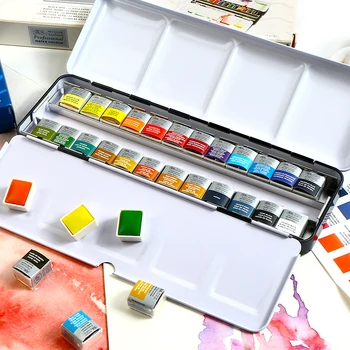Winsor Newton Cotman Profesionální Akvarel Pevný Pigment 12/24 Barvy Tin Box Set Umělce Úrovni Akvarel