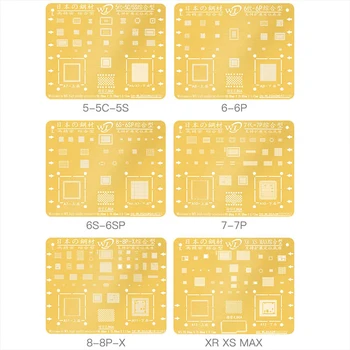WL Zlaté BGA Reballing Šablony pro iPhone 5 5C 5S 6 6P 6S 6SP 7 7P 8 8P X XR XS MAX základní Deska Opravy Tin Výsadbu Šablony
