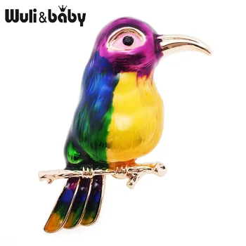 Wuli&baby Fialové Zelený Pták Smaltované Brože Dámské Pánské Slitiny Zvířat, Svatební Hostiny Stran, Brož Dárek Dívka Příslušenství
