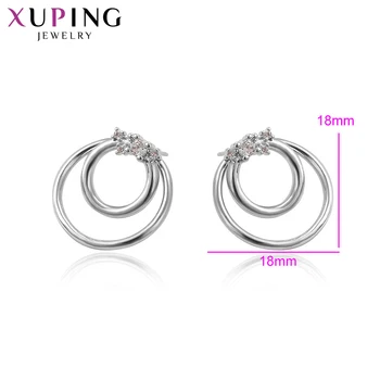 Xuping Elegantní Šperky Dvojité Kolo Rhodium Barva Pozlacené Náušnice Knoflíky Pro Ženy Speciální Design Dárek 93369