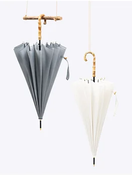 Yesello Bambusové Rukojeti Silný Dlouhý Déšť Deštník Ženy Muži 16K Glassfiber Japonském stylu Slunečník