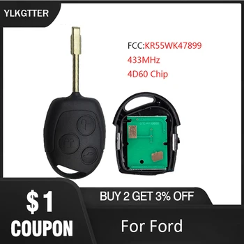 YLKGTTER 3Buttons Vzdálené Klíče Fob Pro Ford Mondeo Focus 2 s Transpondér Čip 4 D 60 433Mhz Tranzit Plný Kompletní Klíč