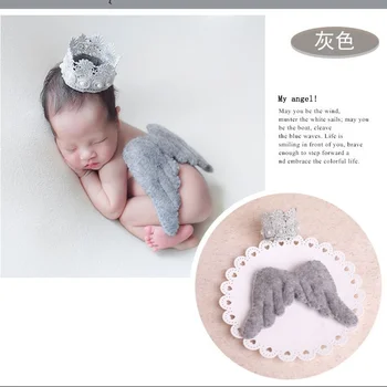 Ylsteed 2019 Novorozence Fotografie Rekvizity Dítě Andělská Křídla + Koruna Čelenka Kojenecké Focení Oblečení Baby Vlasy Příslušenství