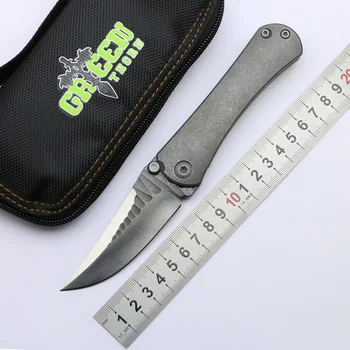 Zelené trn vlastní SBK skládací nůž čepel M390 stone wash titanu rukojeť nůž outdoor camping přenosné taktické EDC nástroje